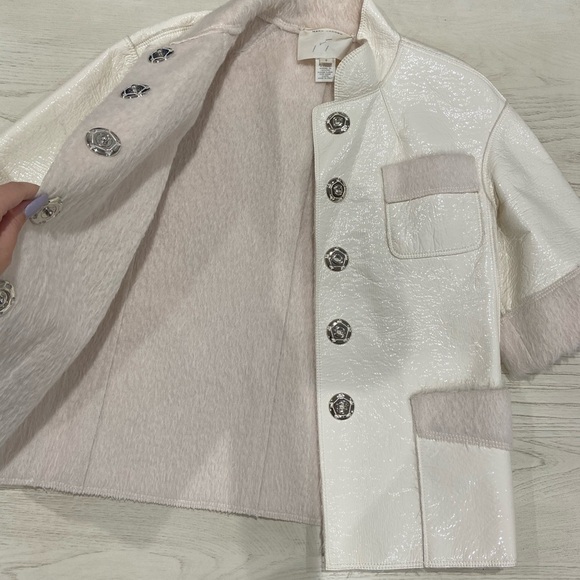 MARC JACOB VINTAGE LEATHER WOOL JACKET CREAM 0 - Picture 4 of 6